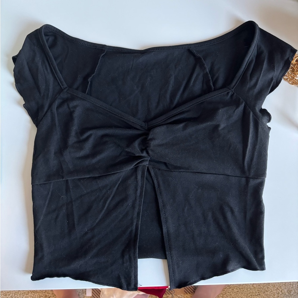 Black Twist-Front Women's Top